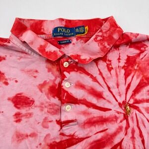 Polo Ralph Lauren Men's XXL Classic Fit Red Tie Dye Polo Shirt Flesh Pony Custom